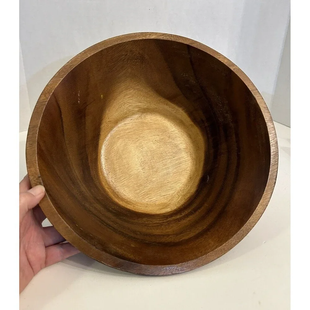 Round Wood Dough Bowl 12” x 4” Farmhouse Variegated Color